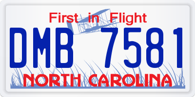 NC license plate DMB7581