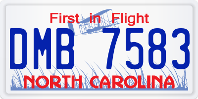 NC license plate DMB7583