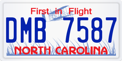 NC license plate DMB7587