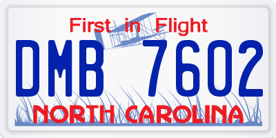 NC license plate DMB7602