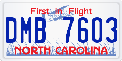 NC license plate DMB7603