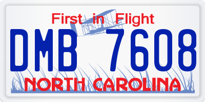 NC license plate DMB7608