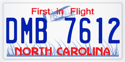 NC license plate DMB7612
