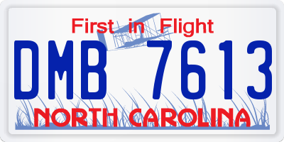 NC license plate DMB7613