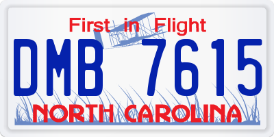 NC license plate DMB7615