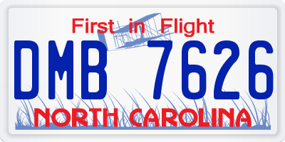 NC license plate DMB7626