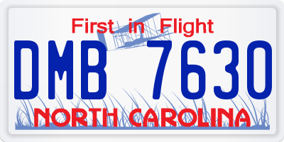 NC license plate DMB7630