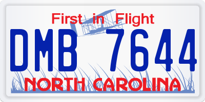NC license plate DMB7644