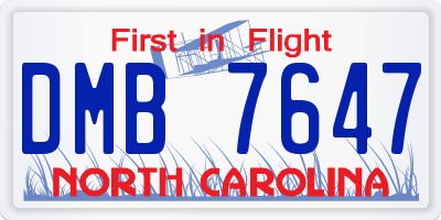 NC license plate DMB7647