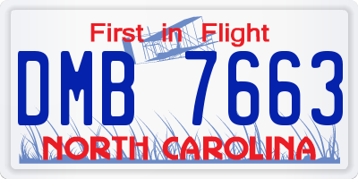 NC license plate DMB7663