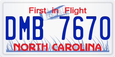 NC license plate DMB7670