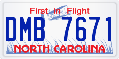 NC license plate DMB7671
