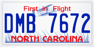 NC license plate DMB7672