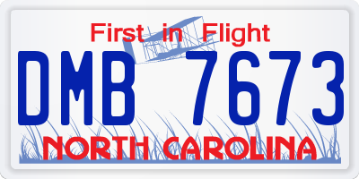 NC license plate DMB7673