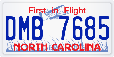 NC license plate DMB7685