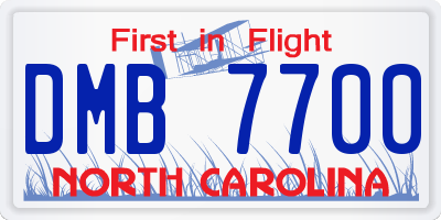 NC license plate DMB7700