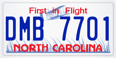 NC license plate DMB7701