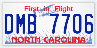 NC license plate DMB7706