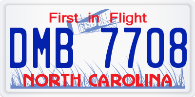 NC license plate DMB7708