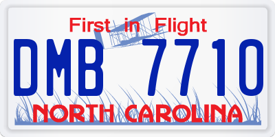 NC license plate DMB7710