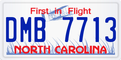 NC license plate DMB7713