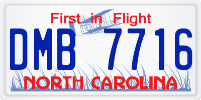 NC license plate DMB7716