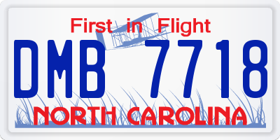 NC license plate DMB7718