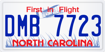 NC license plate DMB7723
