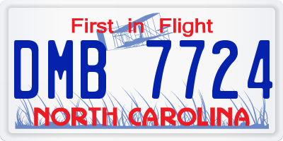 NC license plate DMB7724