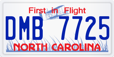 NC license plate DMB7725