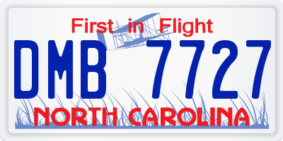 NC license plate DMB7727