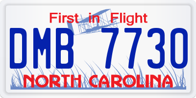 NC license plate DMB7730