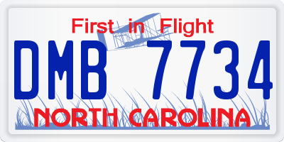 NC license plate DMB7734