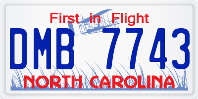 NC license plate DMB7743