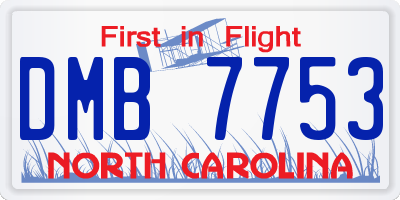 NC license plate DMB7753