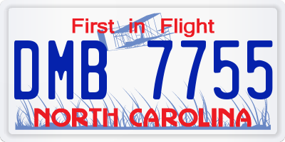NC license plate DMB7755