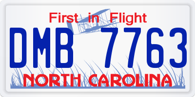 NC license plate DMB7763