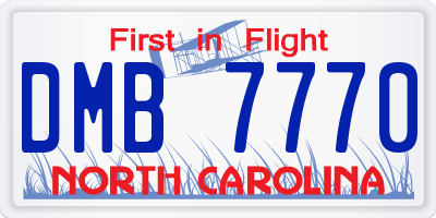 NC license plate DMB7770