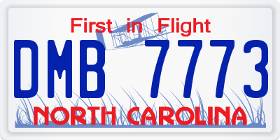 NC license plate DMB7773