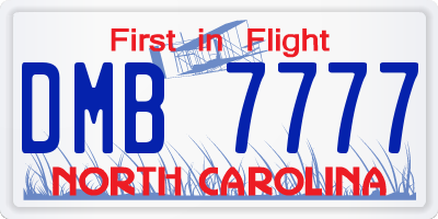 NC license plate DMB7777