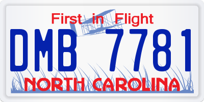 NC license plate DMB7781
