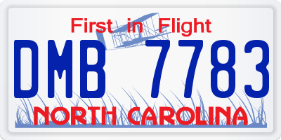 NC license plate DMB7783