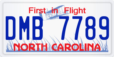 NC license plate DMB7789