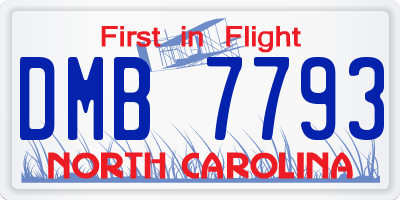 NC license plate DMB7793