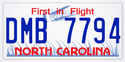 NC license plate DMB7794