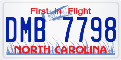 NC license plate DMB7798