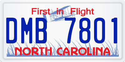 NC license plate DMB7801