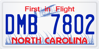 NC license plate DMB7802