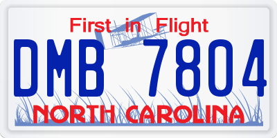 NC license plate DMB7804