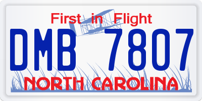 NC license plate DMB7807